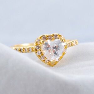 Gold Plated CZ Crystal Heart Ring
